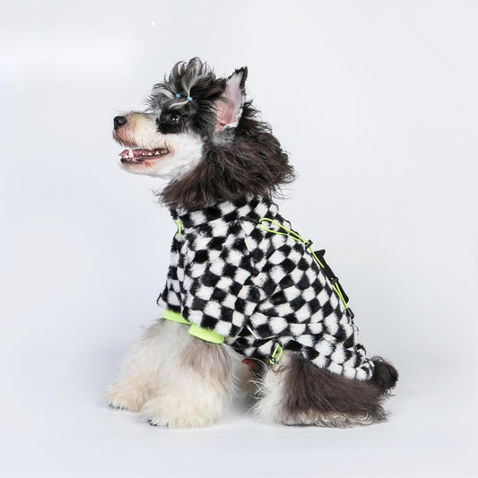 Pet Checkerboard plush coat