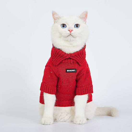 Red Pet Polo lapel sweater