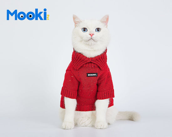 Red Pet Polo lapel sweater