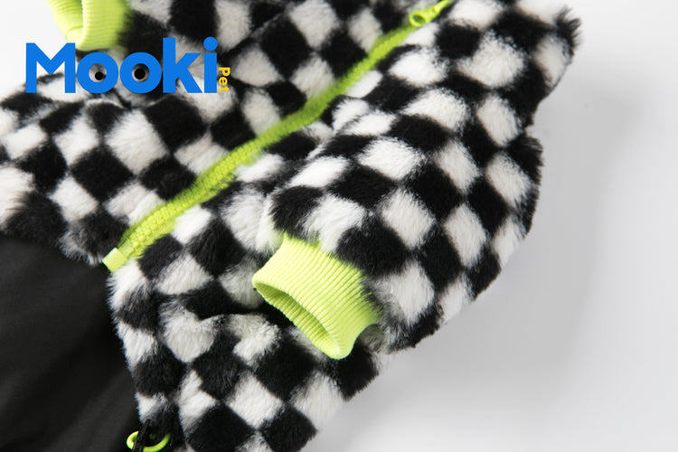 Checkerboard plush coat