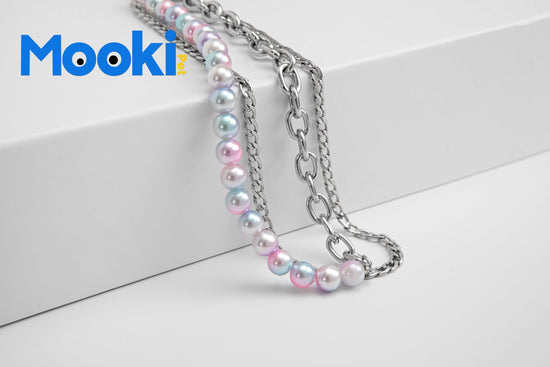 Pet Colorful imitation pearl necklace